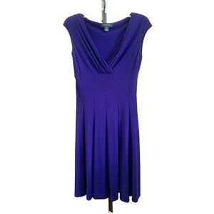 Lauren Ralph Lauren Royal Blue Cap Sleeve Fit & Flare Classic Pleated Dress 4